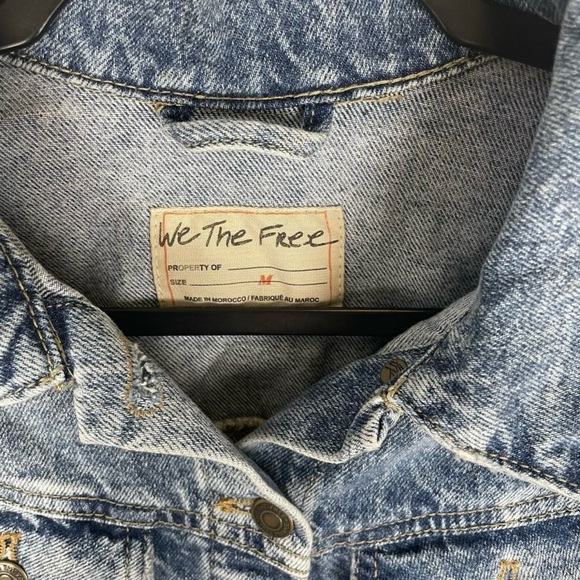 We The Free Ollie Femme Cropped Denim Trucker Jacket Preppy Women’s Cropped M - Picture 7 of 13